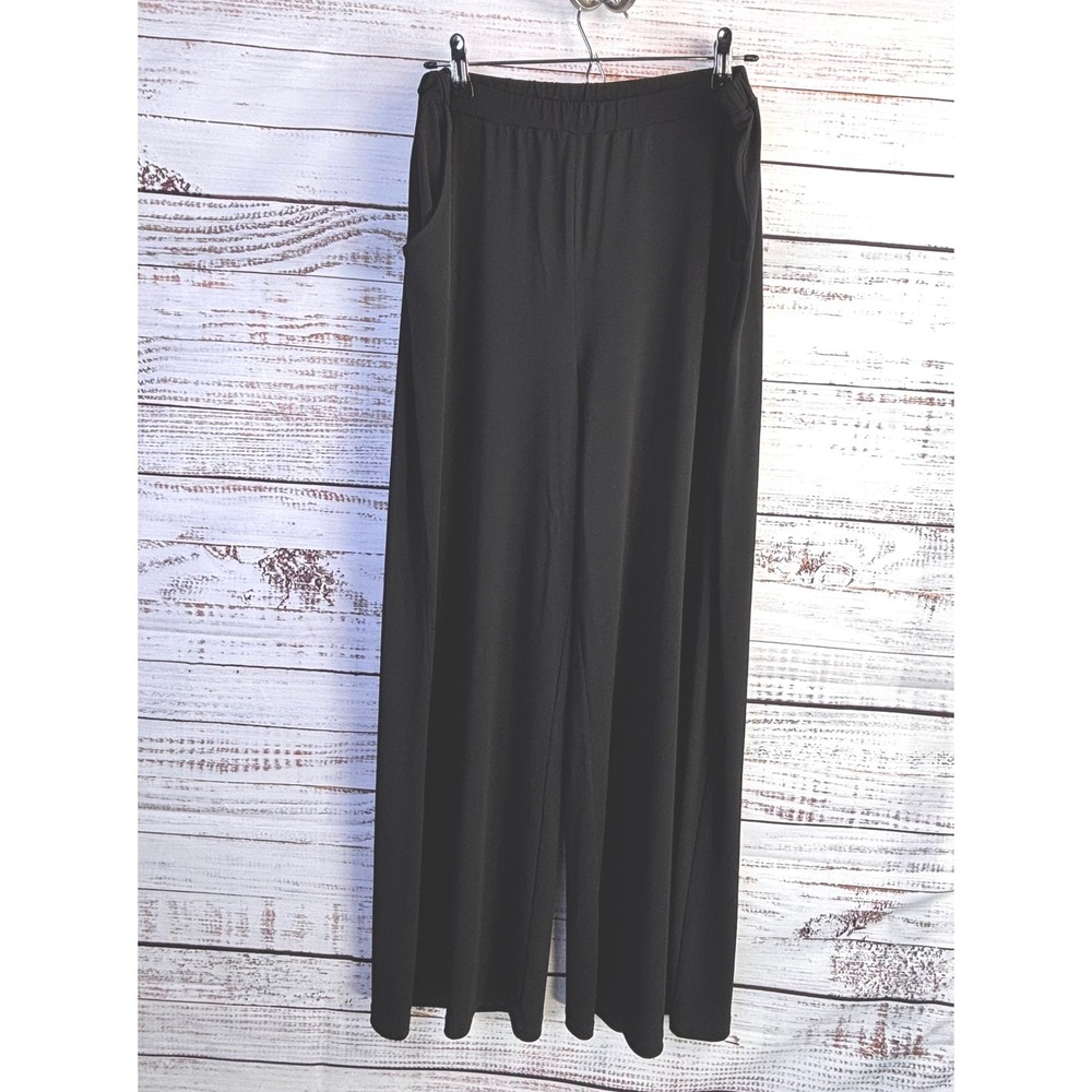 Minimalist Wide Leg Pants Slinky Brand XL Black Travel Flowy Drape USA Palazzo - Picture 5 of 10